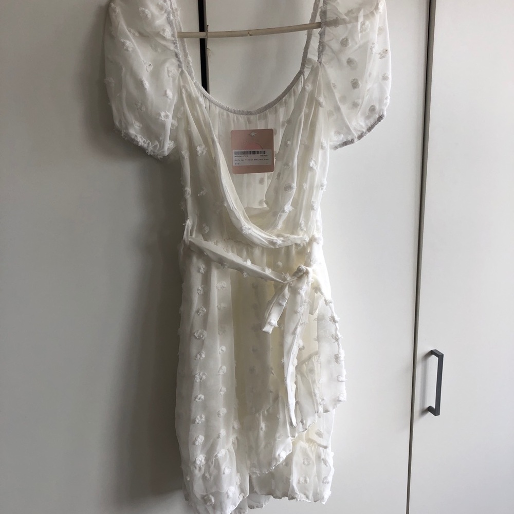 Nasty Gal Ruffle Hem Tie Waist Dobby Mesh Dress - Picture 5 of 8